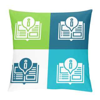 Personality  Book Flat Four Color Minimal Icon Set Pillow Covers