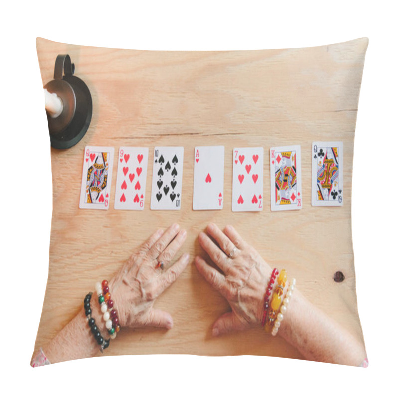 Personality  Guessing Cards Reading, Grandma Magic, Fortune Telling, Women Hands, Destiny Prediction Pillow Covers