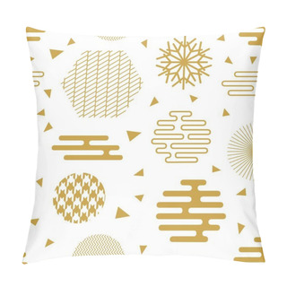 Personality  Chaotic Golden Geometric Festive Pattern. Pillow Covers
