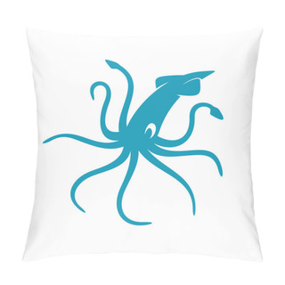 Personality  Blue Squid Silhouette Pillow Covers