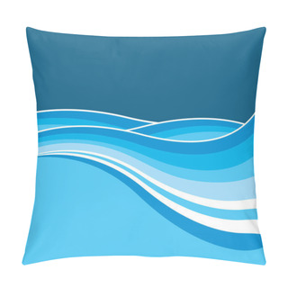 Personality  Sea Waves Blue Background Illustration Pillow Covers