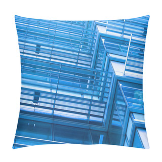 Personality  Windows Of Modern Building Toned In Blue Color Pillow Covers