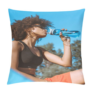 Personality  African-american Woman Drinking From Water Bottle Pillow Covers