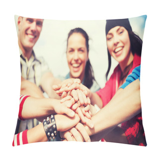 Personality  Teenagers Hands On Top Of Each Other Outdoors Pillow Covers