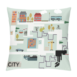 Personality  City Vector Background, Info Graphic. Pillow Covers