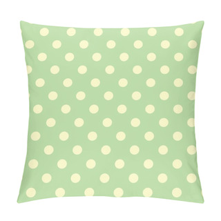 Personality  Seamless Vector Spring Or Summer Fresh Pattern With Yellow Polka Dots On A Retro Vintage Light Green Background. Pillow Covers