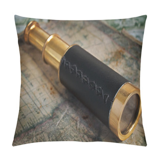 Personality  Brass Spyglass Close-up Pillow Covers