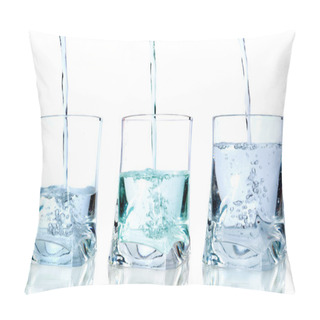 Personality  Fresh Water Pouring In A Glass On White Background In Sequence Pillow Covers