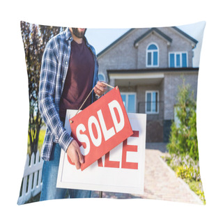 Personality  Man Hanging Sold Sign Pillow Covers