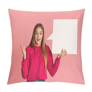Personality  Teenager Girl Holds Abstract Place For Words Pillow Covers