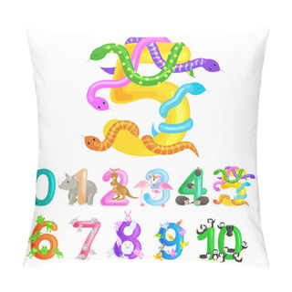 Personality  Ordinal Number Five For Teaching Children Counting Snake With The Ability To Calculate Amount 5 Animals Abc Alphabet Kindergarten Books Or Elementary School Posters Collection Vector Illustration Pillow Covers