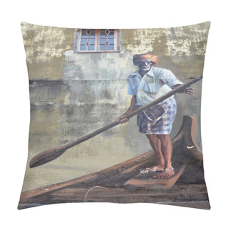 Personality  Old Fisherman Painting Frescoes Of Attraction To Tourists Visiti Pillow Covers