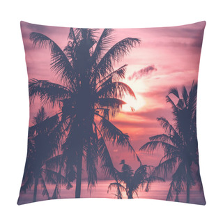 Personality  Tropical Sunset Over Sea With Coconut Palm Trees, Thailand  Pillow Covers