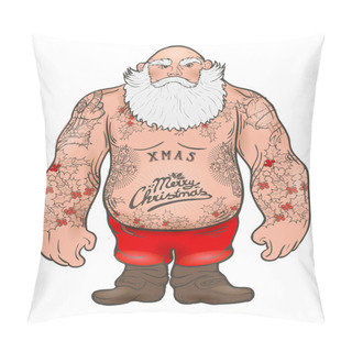 Personality  Brutal Santa Claus Bodybuilder, Tattoos Pillow Covers