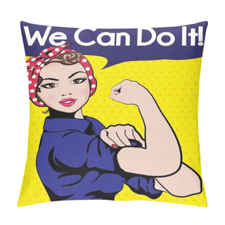 Personality  Cartoon Woman With Can Do Attitude. Pillow Covers