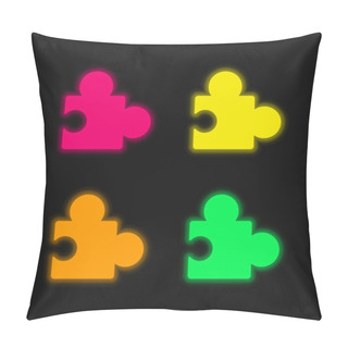 Personality  Add On Plugin Four Color Glowing Neon Vector Icon Pillow Covers