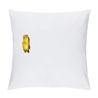 Personality  Top View Of Yellow Gummy Bear On White Background  Pillow Covers