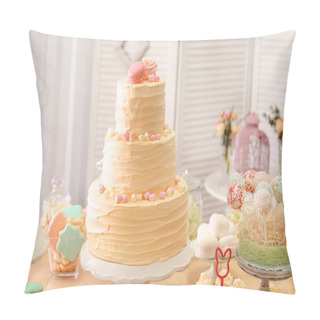Personality  Table With Sweets For Party Pillow Covers