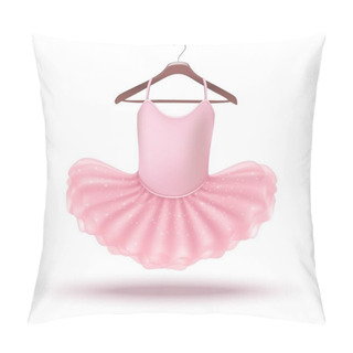 Personality  Vector Icon Little Baby Girl Pink Ballerina Dress On A Hanger. Isolated On White Background Illustration. Pillow Covers
