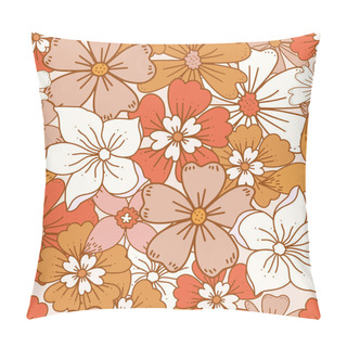 Personality  Floral Retro Boho Pattern. Flower Power. Hippie Pattern Of The Sixties. Summer Flowers Pattern. Boho Style Design Perfect For Wall Art, Poster, Card, Room Decoration. Pillow Covers