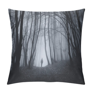 Personality  Man Silhouette In Spooky Forest Pillow Covers