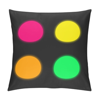 Personality  Black Oval Four Color Glowing Neon Vector Icon Pillow Covers