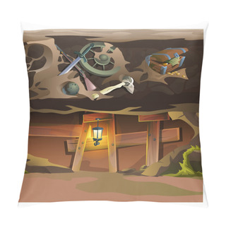 Personality  Game Concept, Underground Tunnel. Cartoon Location Pillow Covers
