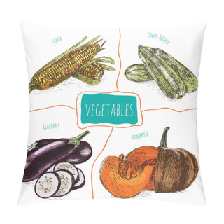 Personality  Vector Illustration Colorful Set With Vegetables Pillow Covers