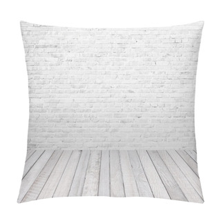 Personality  Interior Room With White Brick Wall And Wooden Floor Pillow Covers