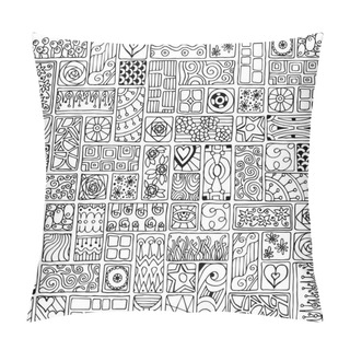 Personality  Seamless Pattern With Doodle Flowers And Hearts. Pillow Covers
