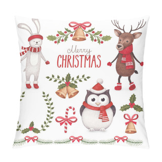 Personality  Watercolor Christmas Illustrations Collection Pillow Covers