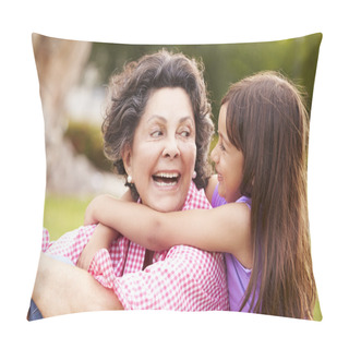 Personality  Grandmother And Granddaughter Sitting In Park Pillow Covers