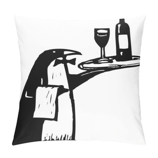Personality  Woodcut Illustration Of Maitre D' Pillow Covers