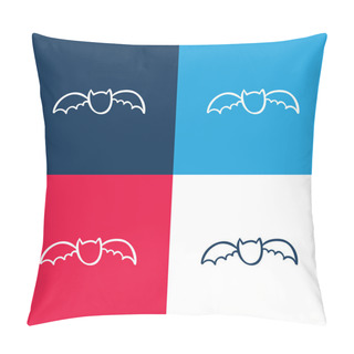 Personality  Bat Outline Blue And Red Four Color Minimal Icon Set Pillow Covers