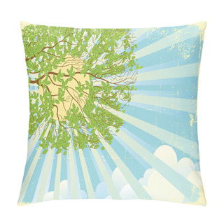 Personality  Tree Landscape With Sun Rays And Clouds Pillow Covers