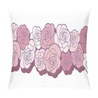 Personality  Horizontal Seamless Background With Roses. Vector Illustration. Pillow Covers