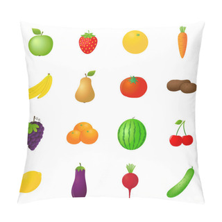 Personality  Vector Fruits & Vegetables Icons Set Pillow Covers
