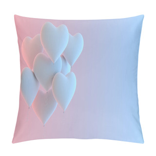 Personality  3d Render Illustration Of Realistic White Heart Balloons. Valentine's Day Romantic Elegant 14 February Greeting Card. Empty Space For Party, Promotion Social Media Banners, Posters. Pillow Covers