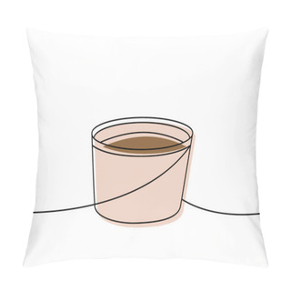 Personality  Soy Bowl One Line Colored Continuous Drawing. Japanese Cuisine, Traditional Food Continuous One Line Illustration. Vector Linear Illustration. Isolated On White Background Pillow Covers