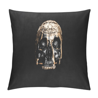 Personality  Top View Of Occult Voodoo Skull On Black Pillow Covers