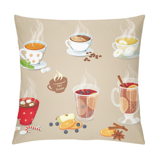 Personality  Hot Drinks Icons Set Pillow Covers