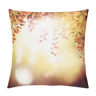 Personality  Autumn Background With Red Orange Branches Pillow Covers