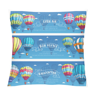 Personality  Vector Banners For Hot Air Balloon Tour Or Show Pillow Covers