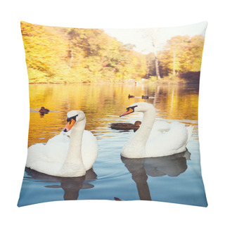 Personality  Pair Of White Swans On The Lake Pillow Covers