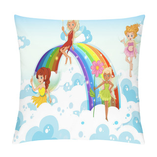 Personality  Fairies Above The Sky Near The Rainbow Pillow Covers