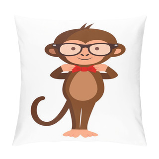 Personality  Monkey In Hipster Glasses And Bow Tie Pillow Covers