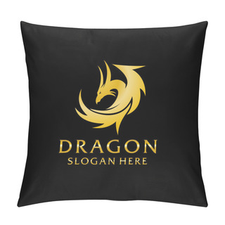 Personality  Dragon Gold Logo Design Template Pillow Covers