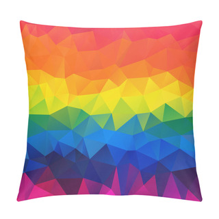 Personality  Vector Abstract Irregular Polygon Square Background - Triangle Low Poly Pattern - Neon Full Spectrum Multi Color Rainbow  Pillow Covers