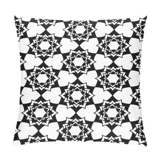 Personality Vector Modern Seamless Sacred Geometry Pattern Floral, Black And White Abstract Geometric Background, Trendy Print, Monochrome Retro Texture, Hipster Fashion Design Pillow Covers