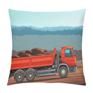 Personality  Red Tipper Dump Truck Color Vector Pillow Covers